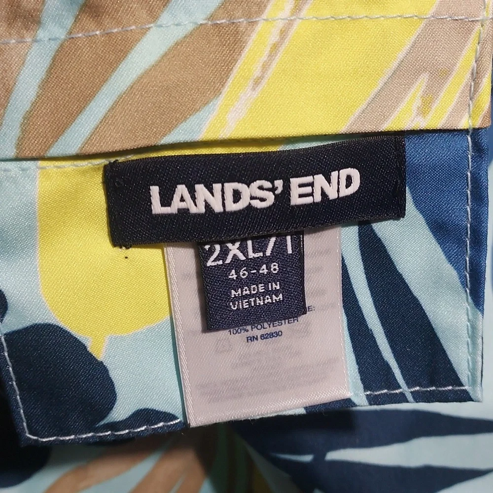 NEW Lands End Tropical Floral Drawstring Lined Mens Swim‎ Trunks Size 2XLT